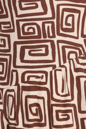 Sheridan Long Sleeve Mini Dress – Chocolate Brown Print