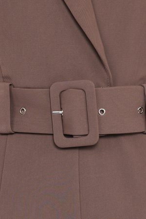 Sienna Belted Jumpsuit – Khaki Brown