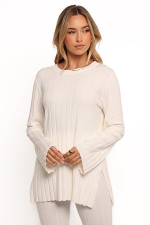 Silvie Long Sleeve Knitted Set – Cream