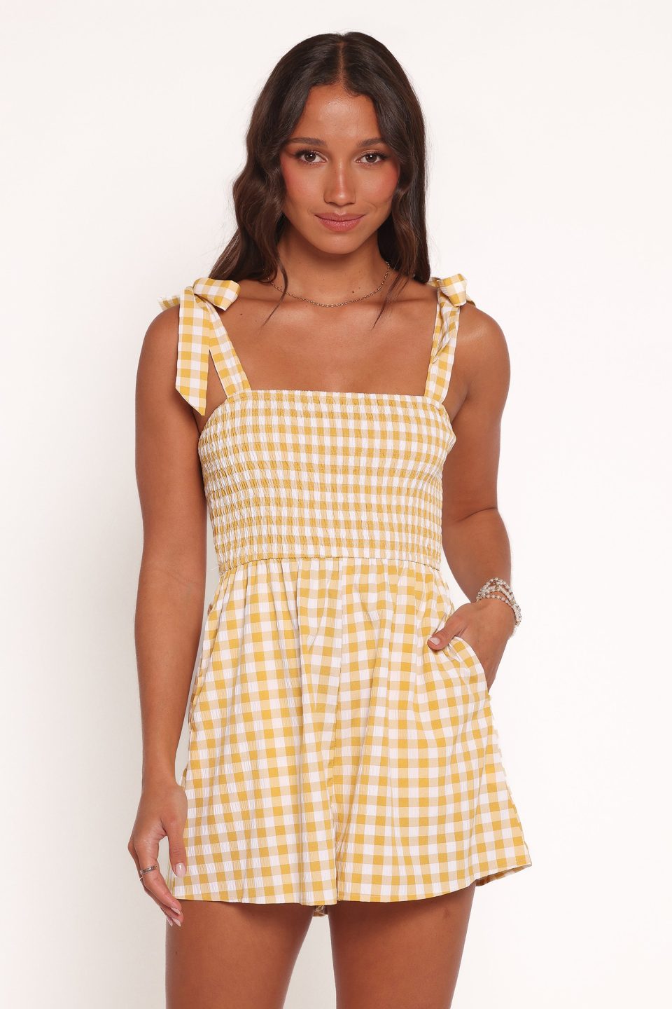 Simo Romper - Yellow Gingham