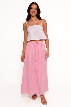 Simone Skirt Set – White Pink