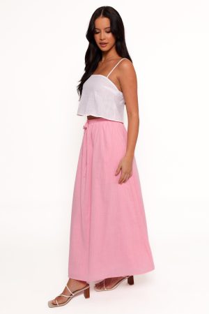 Simone Skirt Set – White Pink