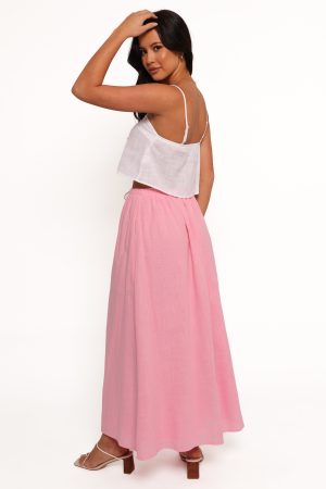 Simone Skirt Set – White Pink