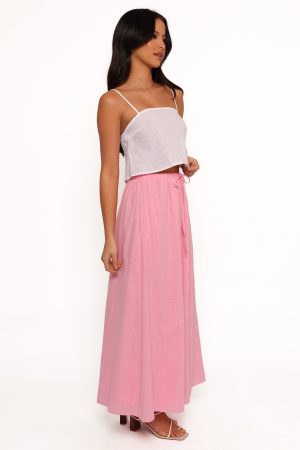 Simone Skirt Set – White Pink