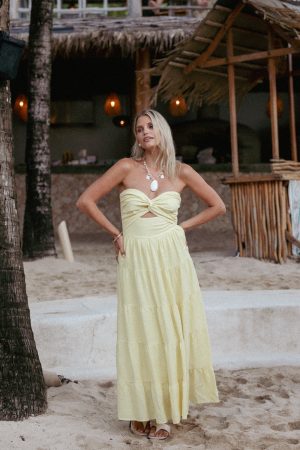 Sitara Strapless Midi Dress – Yellow