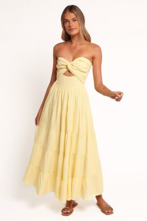 Sitara Strapless Midi Dress – Yellow
