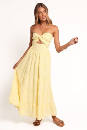 Sitara Strapless Midi Dress – Yellow