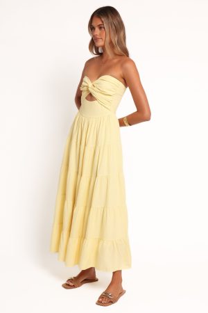 Sitara Strapless Midi Dress – Yellow