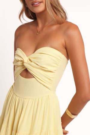 Sitara Strapless Midi Dress – Yellow