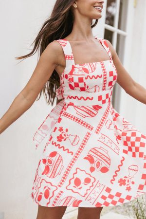 Sloan Mini Dress – Red Print