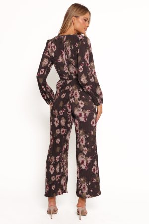 Solange Plisse Jumpsuit – Steel Grey Floral