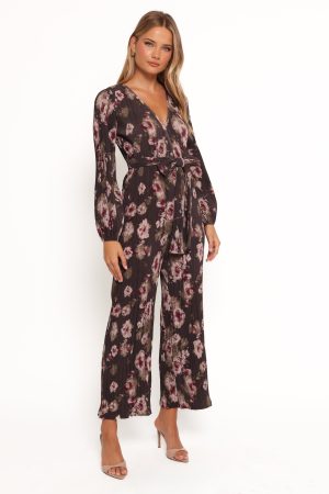 Solange Plisse Jumpsuit – Steel Grey Floral
