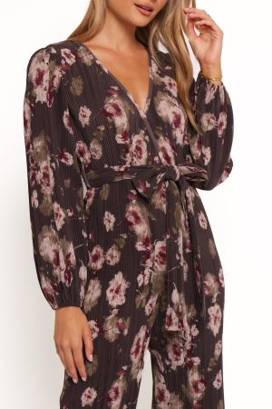 Solange Plisse Jumpsuit – Steel Grey Floral