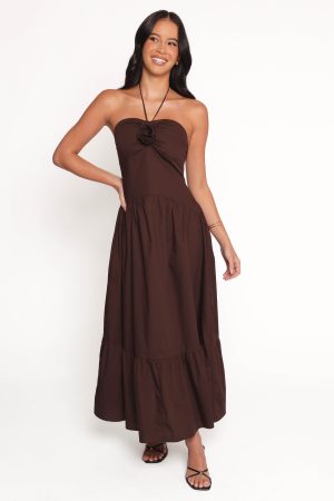 Soleila Halter Maxi Dress – Chocolate