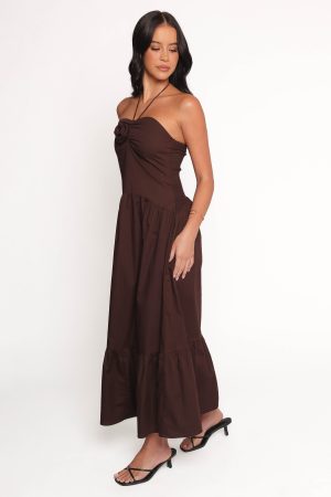Soleila Halter Maxi Dress – Chocolate