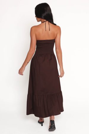 Soleila Halter Maxi Dress – Chocolate