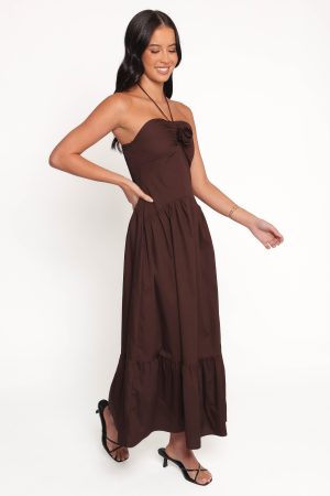 Soleila Halter Maxi Dress – Chocolate