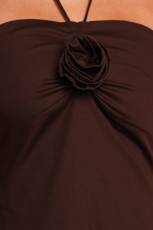 Soleila Halter Maxi Dress – Chocolate