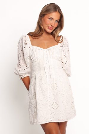 Solenne Mini Dress – Ivory Floral