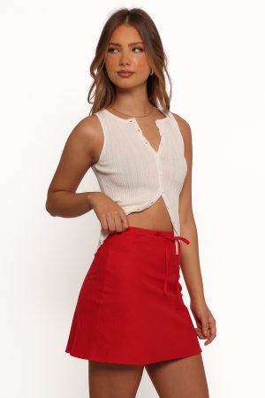 Sonni Linen Mini Skirt – Red