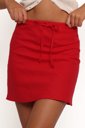 Sonni Linen Mini Skirt – Red