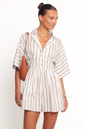 Sonyalle Romper – Blue Brown Stripe