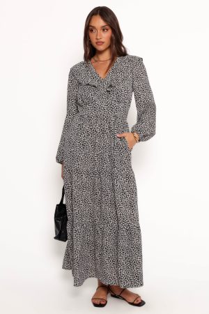 Sophie Long Sleeve Maxi Dress – Black/Ivory