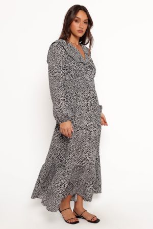 Sophie Long Sleeve Maxi Dress – Black/Ivory