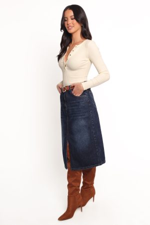Starcie Denim Midi Skirt – Medium Denim