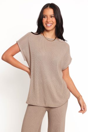 Stassia Knitted Pant Set – Brown