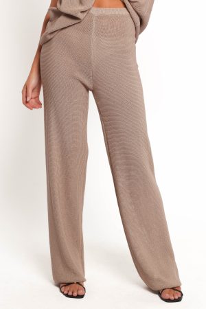 Stassia Knitted Pant Set – Brown