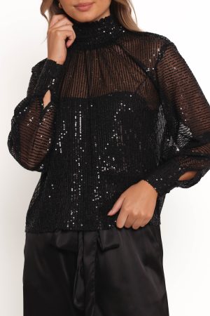 Stasya Sequin Top – Black