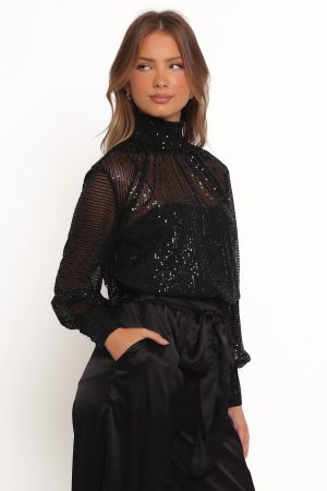 Stasya Sequin Top – Black