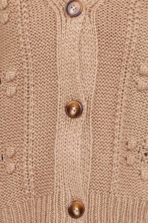 Melody Textured Button Up Cardigan – Mushroom