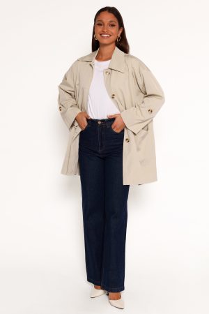 Stella Button Front Collar Jacket – Taupe