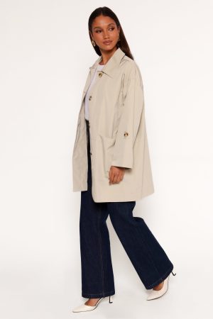 Stella Button Front Collar Jacket – Taupe