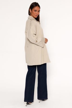 Stella Button Front Collar Jacket – Taupe