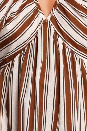 Sullivan Puff Sleeve Maxi Dress – Chocolate Stripe