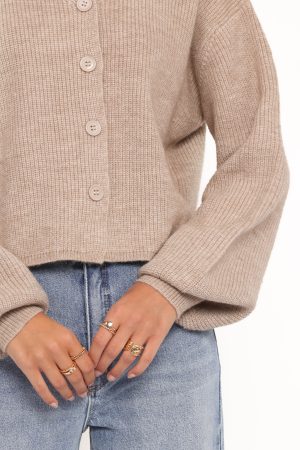 Sybil Button Front Cardigan – Mushroom