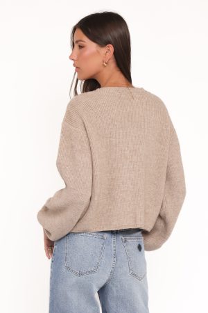 Sybil Button Front Cardigan – Mushroom