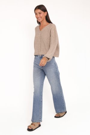 Sybil Button Front Cardigan – Mushroom