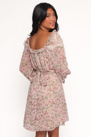 Sylvia Long Sleeve Mini Dress – Ivory Multi