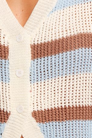Talia Knit Vest Top – Tan Blue
