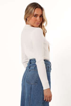 Tammy Ribbed Knit Top – White