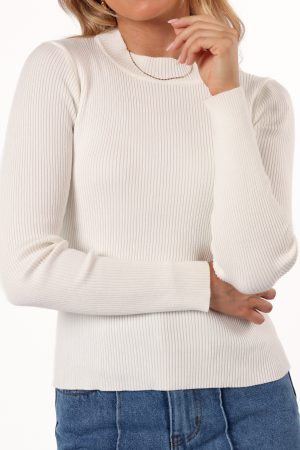 Tammy Ribbed Knit Top – White