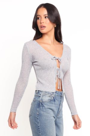 Tamsie Cardigan Top – Light Grey