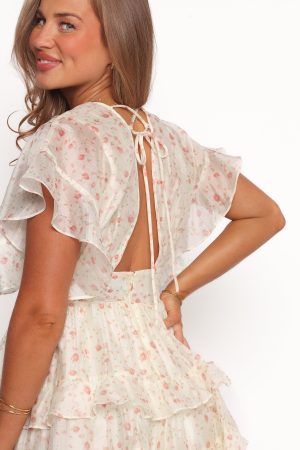 Tamsin Mini Dress – Cream Coral Floral