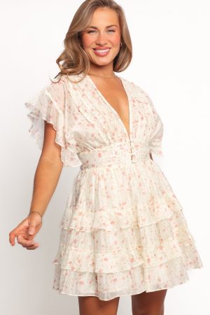 Tamsin Mini Dress – Cream Coral Floral