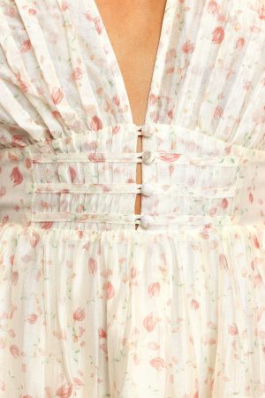 Tamsin Mini Dress – Cream Coral Floral