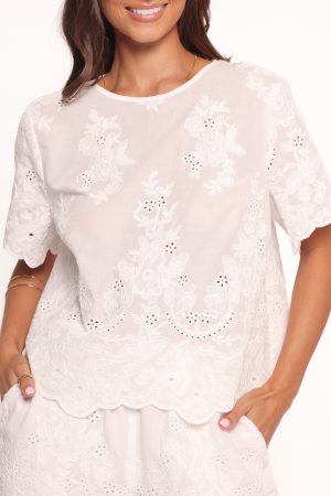 Tanis Embroidered Top – White